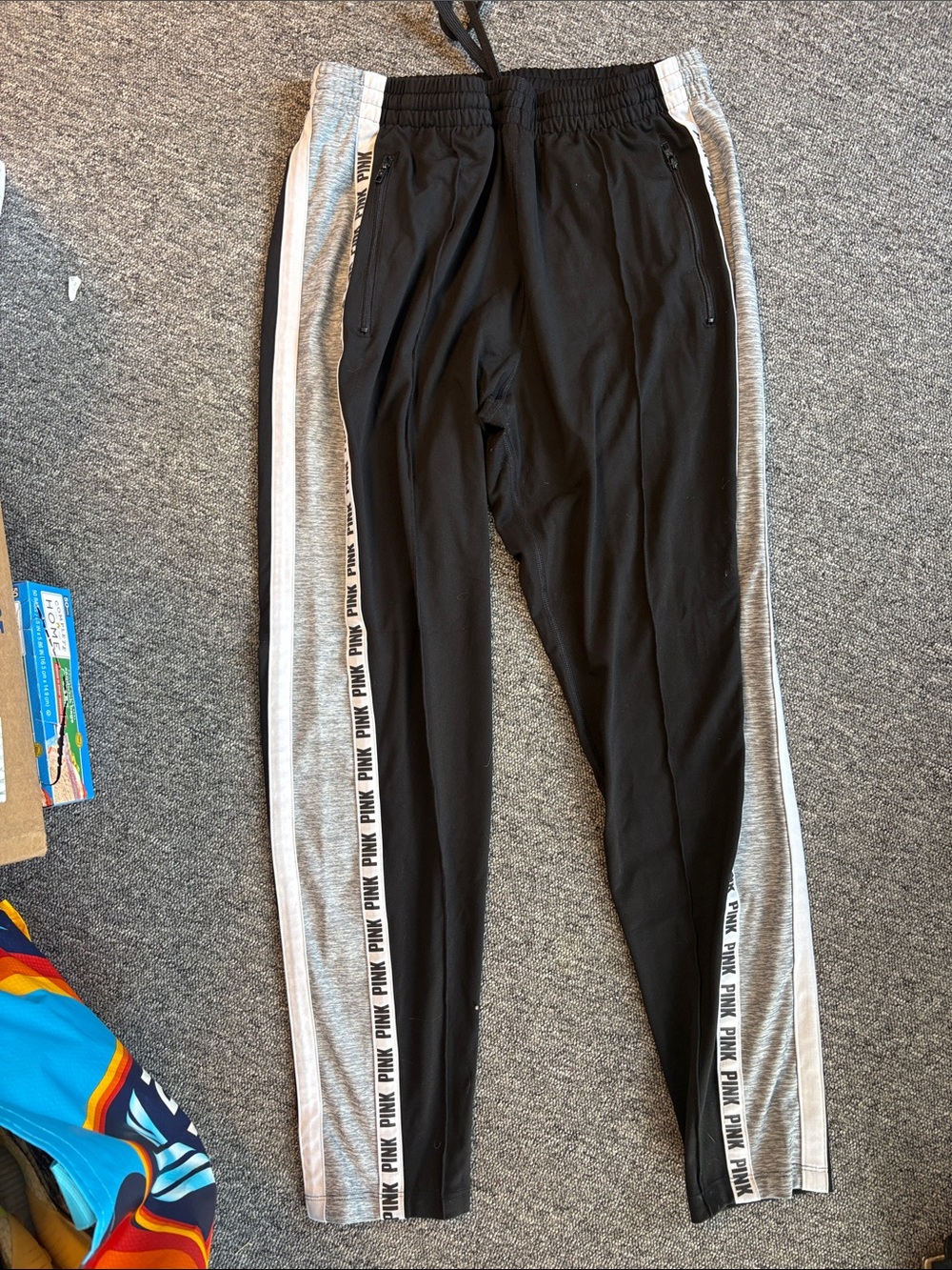 PINK Victoria's Secret Black Elastic Waist Track Pants